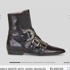 Etro Black Ankle Boots with Jewel Accents New Size 39 Made In Italy